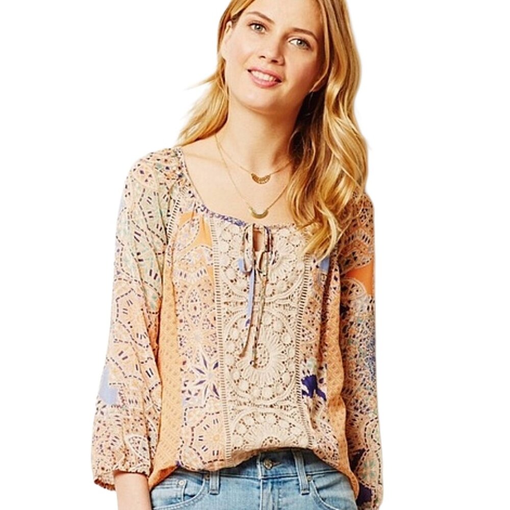 Anthropologie Meadow Rue Roselle Peasant Top